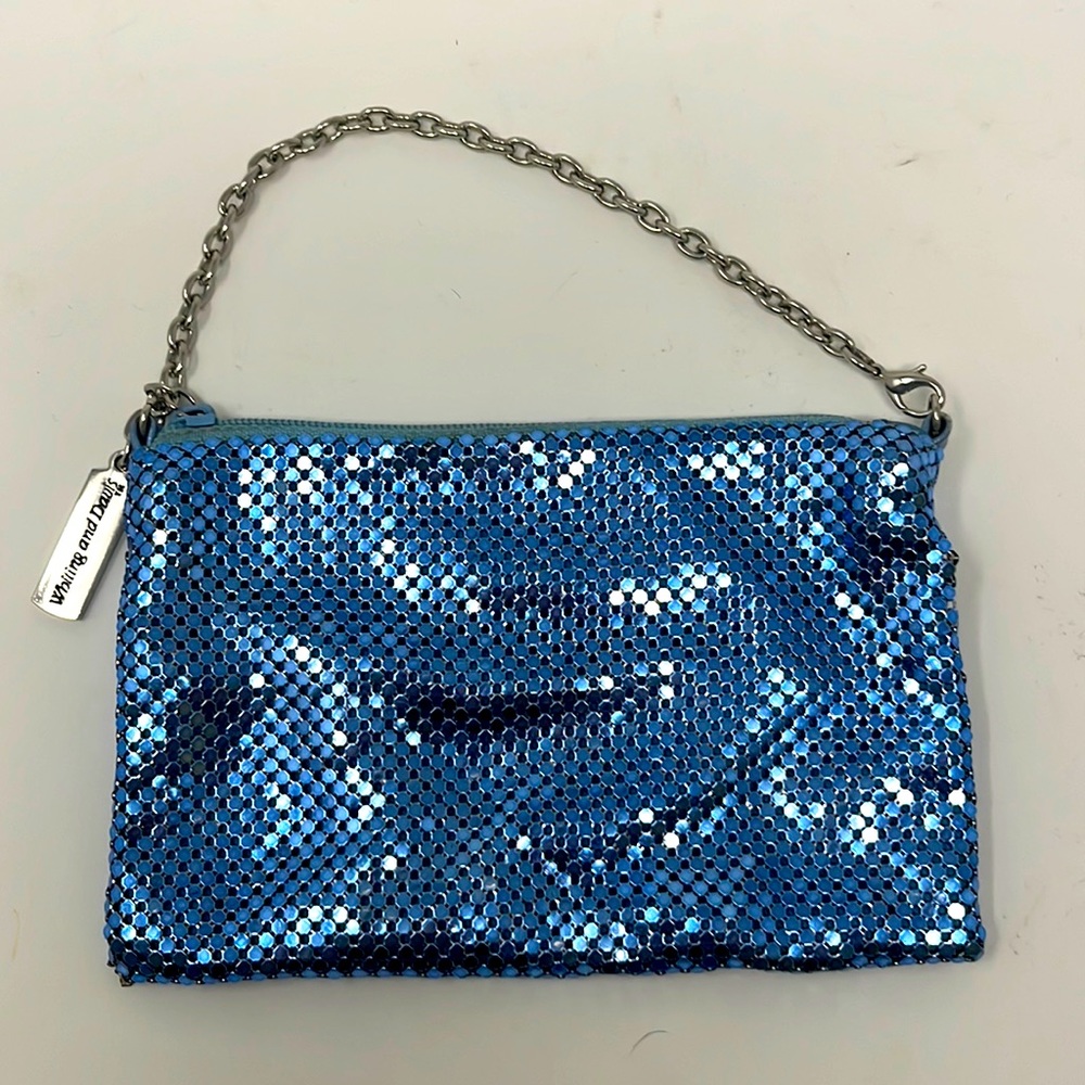 Whiting and Davis Blue Mesh Coin Purse/Wristlet